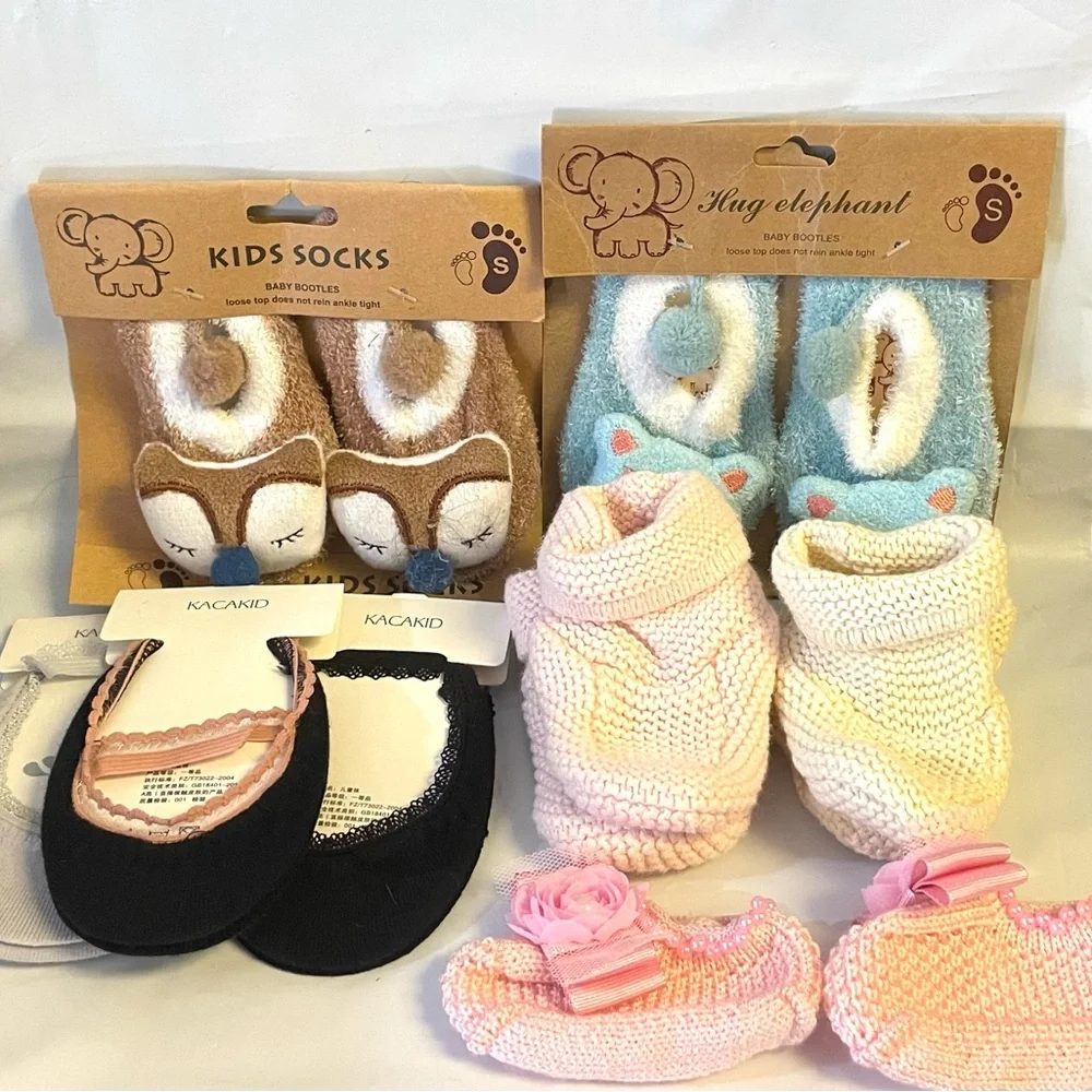 Assorted Baby‎ Booties & Socks - Pink, Blue, Brown, Black